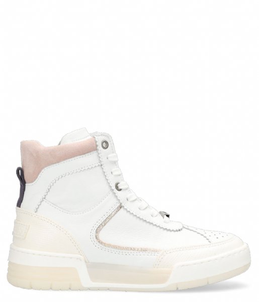 Shabbies Sneaker Mid Top Sneaker Printed Leather Soft Nappa And Suede White Rose (3049)
